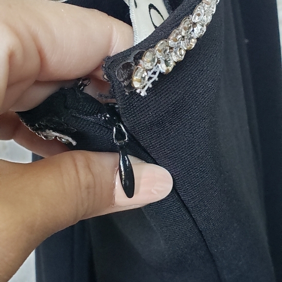Vintage 90s black rhinestone prom style maxi dress 12 large fits like 8 - Picture 6 of 12